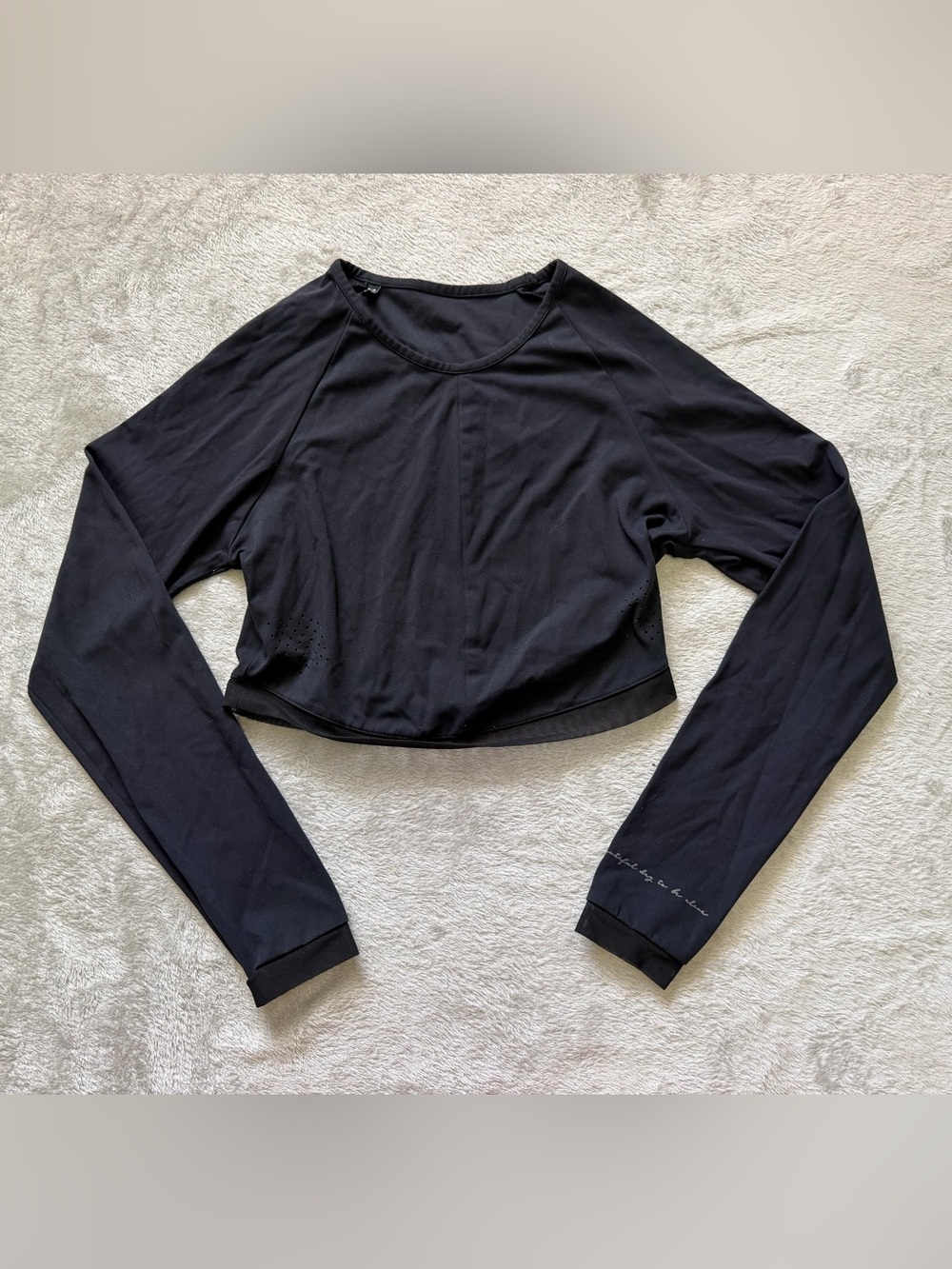 Gymshark Black Long-Sleeve Cropped Performance Top